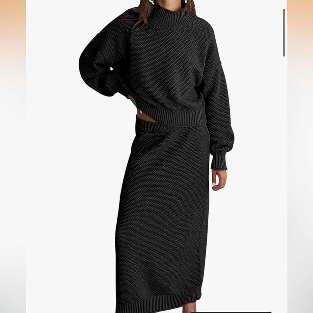Hailee Black Knit Top and Skirt